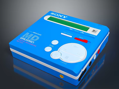 Sony Blue External MD Drive With Screen Control Buttons And Computer Connectivity Interfaces 3d model