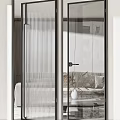 Modern Interior Featuring Glass Hinged Doors With Black Frames And Various Patterns 3d model