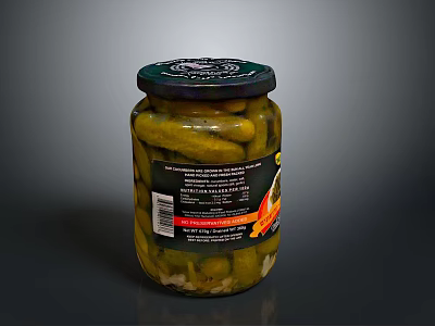 Fresh Pickled Cucumbers In Glass Jar With Tangy Flavor And Crunchy Texture 3d model