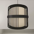 Modern Black Pendant Light With Striped Cage Design For Interior Room