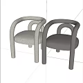 Modern Outdoor Chair With Curved Armrest And Light Gray Comfortable Fabric Seat