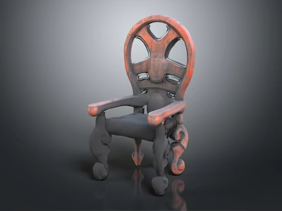 Vintage Leisure Chair With Round Carved Backrest And Ornate Wooden Design 3d model