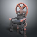 Vintage Leisure Chair With Round Carved Backrest And Ornate Wooden Design