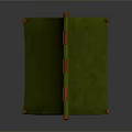 Green Canvas Tent Structure With Wooden Support Poles And Green Fabric