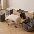Modern Stools With Various Designs And Materials Including Metal Legs And Geometric Shape 3d model