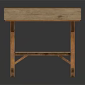 Vintage Wooden Table Furniture With Lower Shelf And Natural Wood Texture