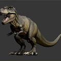 Detailed Tyrannosaurus Rex Dinosaur Model With Open Mouth Standing Pose On Neutral Background