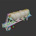 Metallic Silver Tanker Truck Trailer With Ladder Step And Dual Wheels
