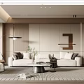 Modern Living Room Interior With White Sofa Black Coffee Table And Floor Lamp