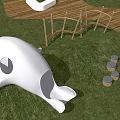 Modern whale slide jump pile 3d model