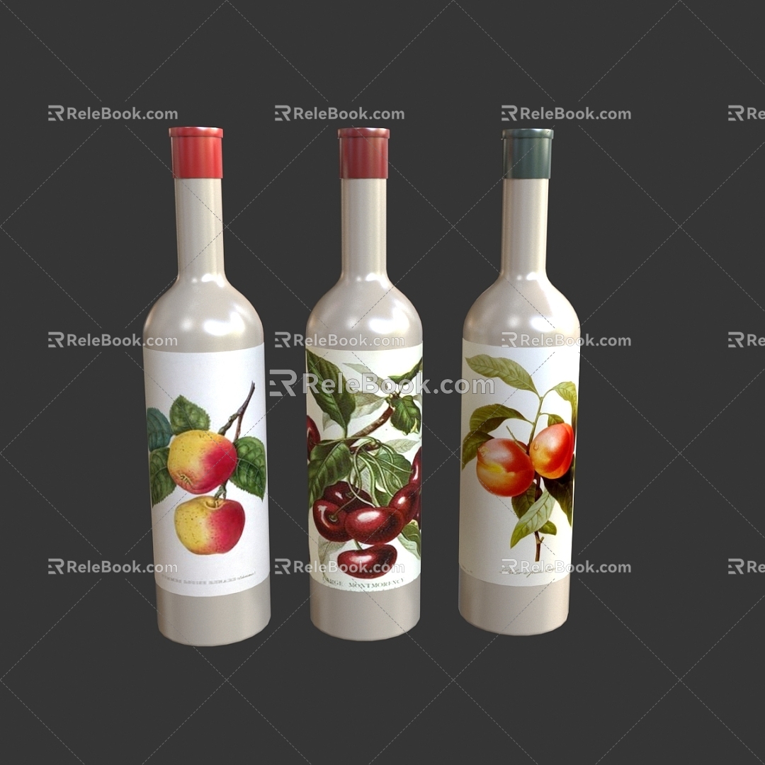 Realistic wine bottle container bottle wine bottle red wine bottle beer bottle wine bottle glass bottle foreign wine bottle 3d model