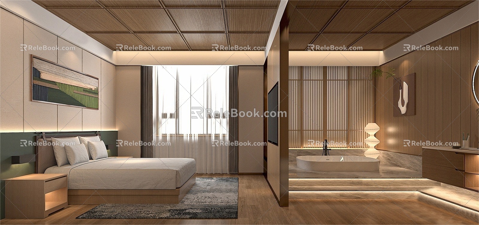 Modern Light Luxury Hotel Hotel Guest Room Big Bed Room Standard Room Casual Table and Chair Combination Hotel Double Bed 3d model