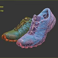 Salomon Blue Trail Running Shoes With Red Soles And Performance Design For Outdoor Sports