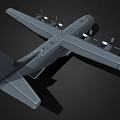 Military Transport Aircraft With Four Propeller Engines Gray Body Long Wings And Serial Number 044130