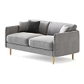 Gray Two Seater Sofa With Decorative Pillows And Wooden Legs Modern Design