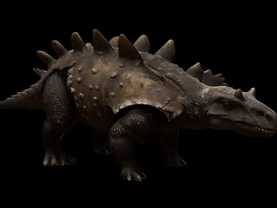 Lifelike Armored Reptile Dinosaur Model Featuring Spikes Horns And Thick Armor 3d model
