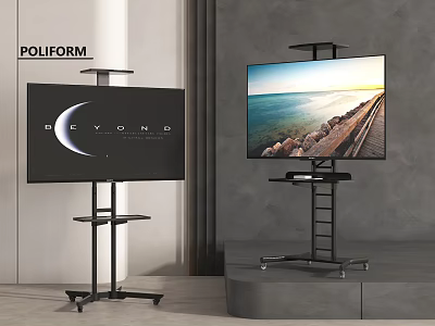 Modern Home Interior With Two TVs On Stylish Mobile Stands 3d model