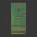 Vintage Green Wooden Door With Ornate Lock Weathered Edges And Rustic Charm