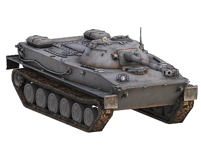 Military Tank with Heavy Armor Tracks Turret and Gray Metal Exterior 3d model