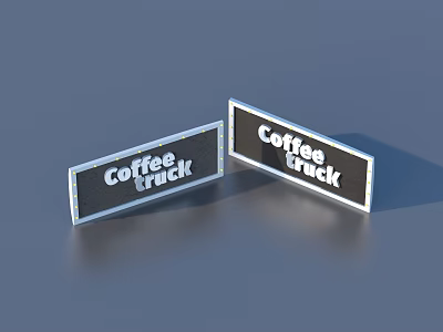 Coffee Truck Signboards With White Text On Black Background Design 3d model