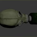 Green Gas Mask With Two Circular Lenses And Bottom Filter Canister Design