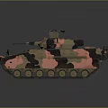 Military Camouflage Tank With Pink Brown Black Patterns And Top Equipment