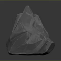 Gray Decorative Stone With Mountain Like Shape And Textured Surface On Dark Background