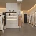 Modern Minimalist Women Clothing Store Interior Design With Warm Ambient Lighting And Neat Garment Displays
