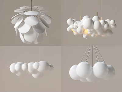 Modern White Sphere Chandelier with Multiple Balls Contemporary Hanging Lighting Design 3d model