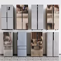 Refrigerators And Freezers Displaying Various Door Designs Sleek Metallic Finishes And Modern Styles