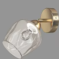 Modern Brass Wall Lamp With Clear Glass Shade And Visible Bulb Design
