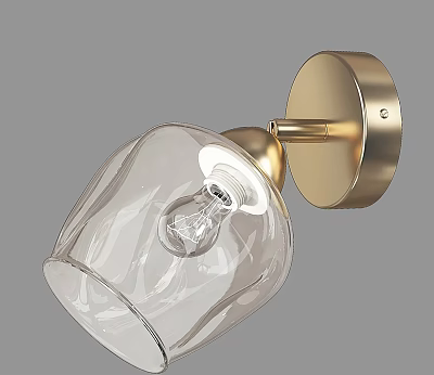 Modern Brass Wall Lamp With Clear Glass Shade And Visible Bulb Design 3d model