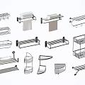 Various Bathroom Cabinet Racks Including Towel Racks Toilet Paper Holders And Shelves