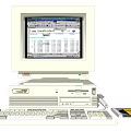 Vintage Desktop Computer With CRT Monitor Tower Keyboard And Floppy Disk