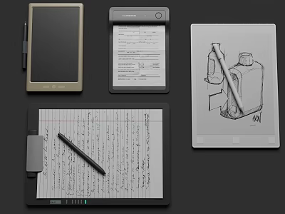 Electronic Writing Tablets And Digital Notepads With Stylus Pen Handwritten Notes And Drawings 3d model