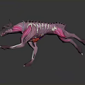 Dynamic Pink And Purple Dog With Mechanical Skeleton Running In Glowing