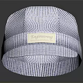 Blue And White Striped Casual Hat With Leather Property Label Design