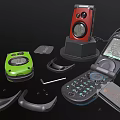 Colorful Flip Mobile Phones With Red Green Design Keyboard Battery And Charger Dock Accessories