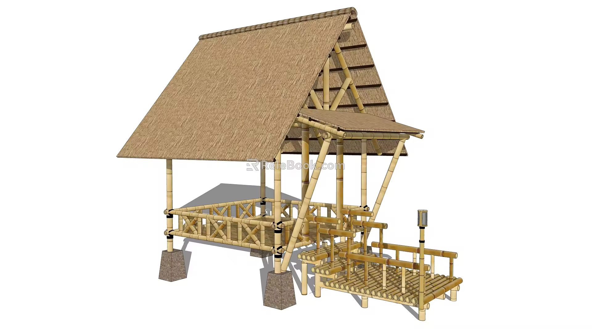 New Chinese Style Pavilion Bamboo House Architecture 3d model