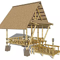 New Chinese Style Pavilion Bamboo House Architecture 3d model