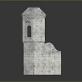Ancient Ruined Building Featuring Stone Tower Arched Doorways And Red Brick Door