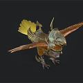 Majestic Winged Mythical Bird With Golden Feathers And Metallic Armor Design