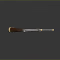 Vintage Old Fashioned Pistol With Wooden Grip Metal Parts And Gold Accents