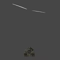 Military Green Science Fiction Tank With Top Turret Multiple Wheels Tracks And Yellow Lights