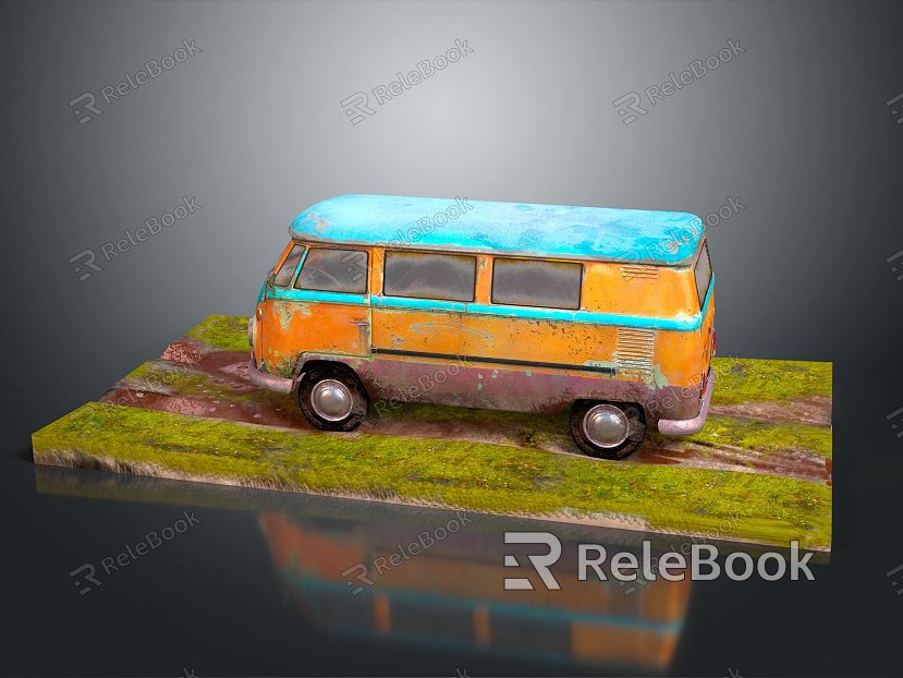 minibus minibus minivan driverless bus bus school bus van box car model