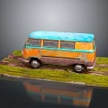 minibus minivan driverless bus school bus van box car 3d model