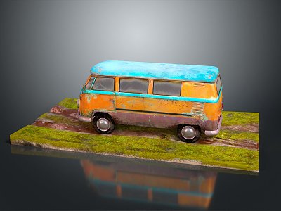 minibus minivan driverless bus school bus van box car 3d model