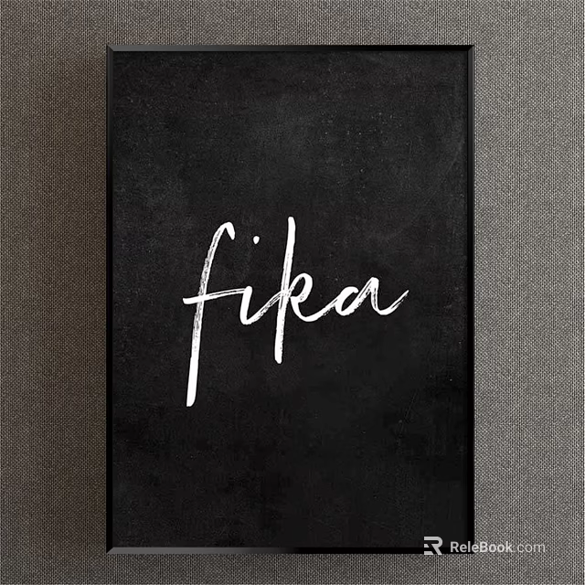 Handwritten Fika Word On Blackboard For Stylish Modern Interior Design 3d model 