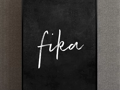 Handwritten Fika Word On Blackboard For Stylish Modern Interior Design 3d model