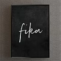 Handwritten Fika Word On Blackboard For Stylish Modern Interior Design